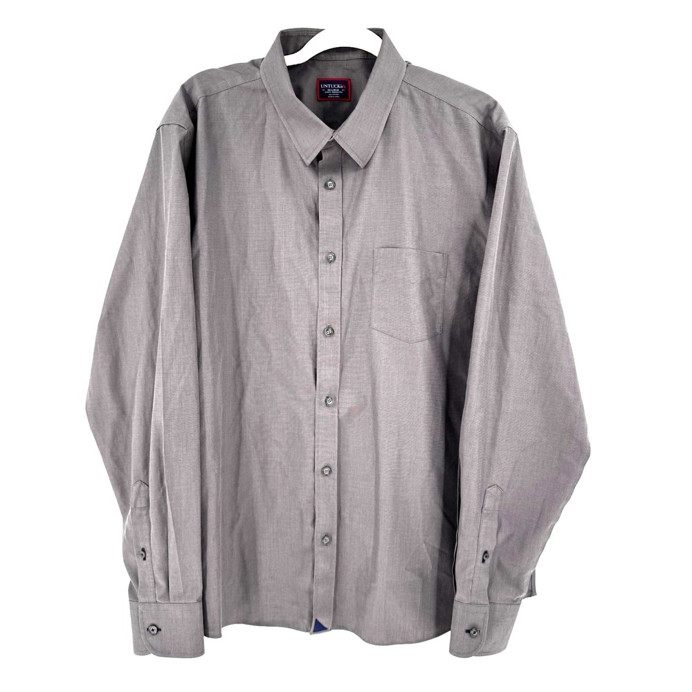 UNTUCKit‎ Slim Fit Wrinkle Free Button Front Shirt Men's XXL Gray Cotton Preppy